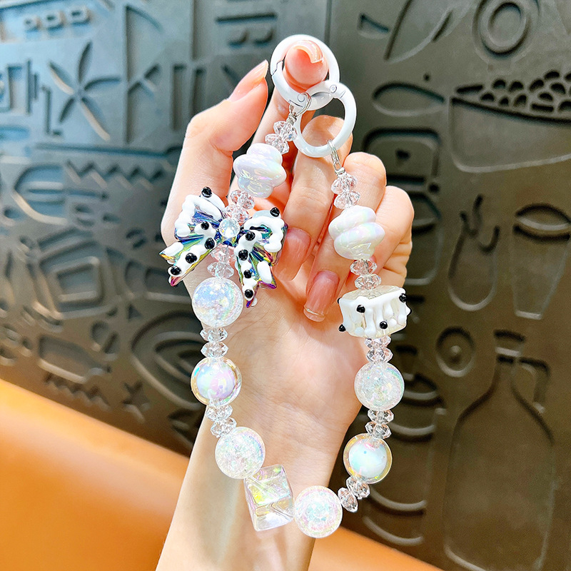 Изискан графити ръчно рисуван ключодържател с мъниста и котешки нокът, сладък, висяща верижка, чанта, декоративна висулка, доставка