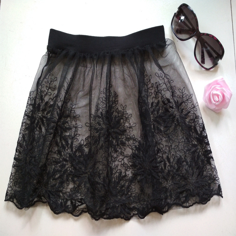 Fustă de dantelă simplă cu broderie pentru femei, furnizată direct din fabrică, fustă la modă cu colanți, pulover, pulover, perdea de pârțit