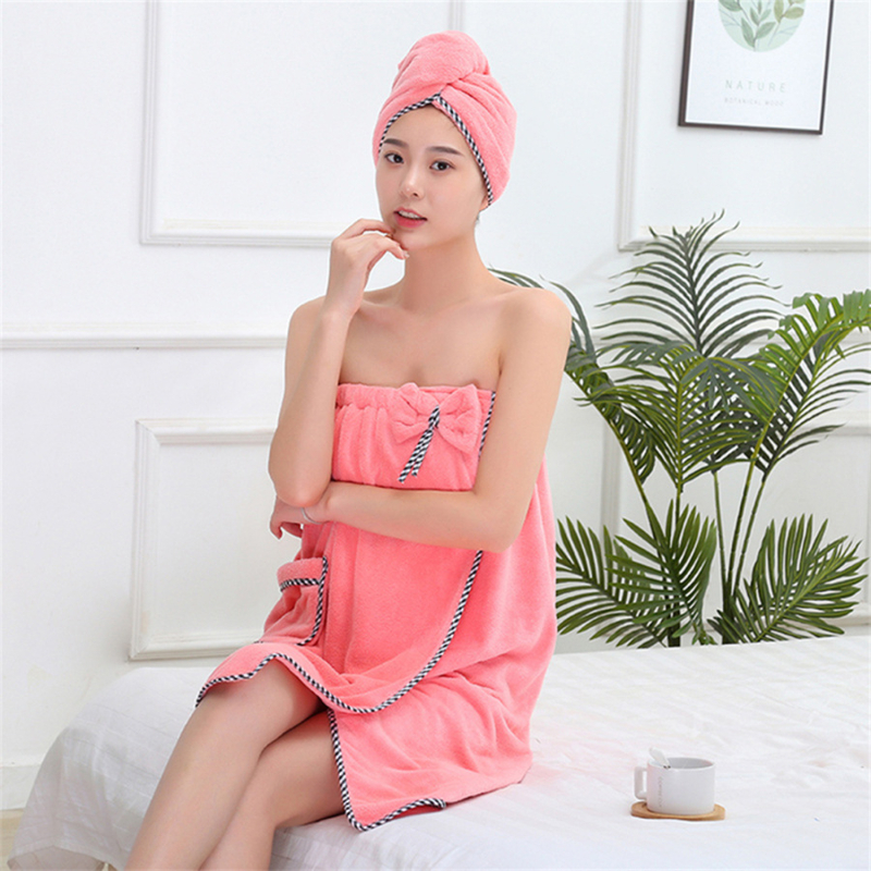 Didelio tankio kostiumas, dviejų dalių komplektas, krūtinės apvyniotas koralinės vilnos vonios sijonas, vonios kepuraitė, vandenį sugeriantis ir lengvai džiūstantis suaugusiųjų buitinis vonios rankšluostis, plaukų džiovinimo kepuraitė