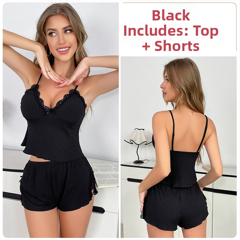 Guiruo Külkereskedelmi Ice Silk Alsónemű Szexi Mély V Plusz Melltartó Párna Pure Desire Édes Sling Felső Rövidnadrág Női Öltöny F4479