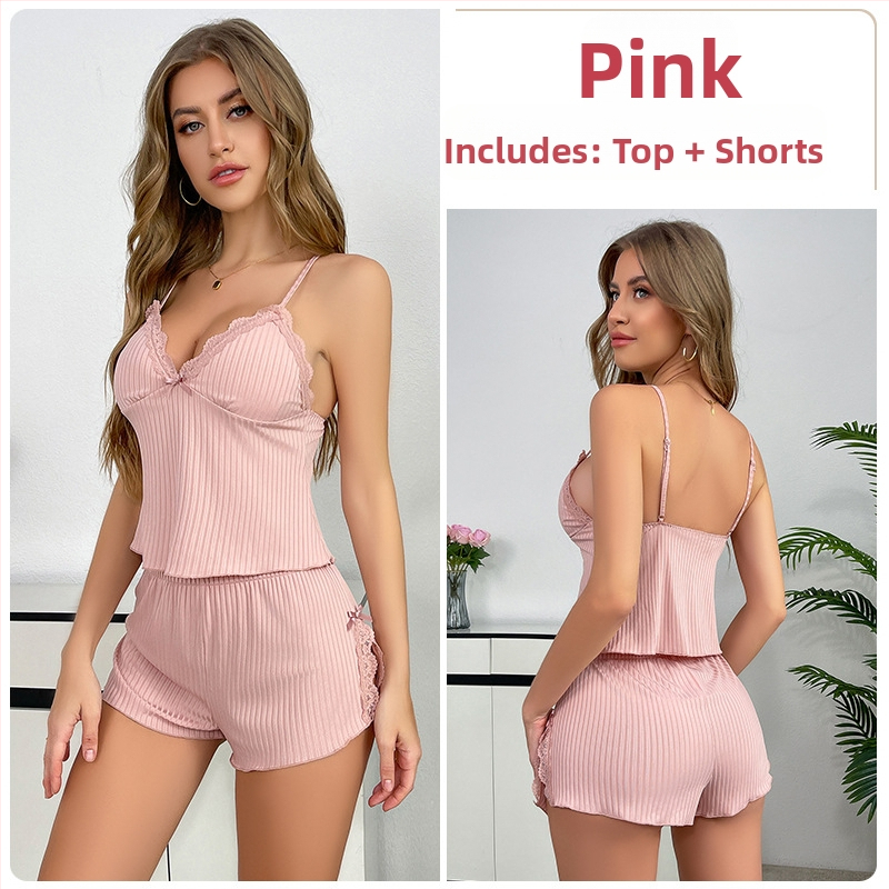 Guiruo Külkereskedelmi Ice Silk Alsónemű Szexi Mély V Plusz Melltartó Párna Pure Desire Édes Sling Felső Rövidnadrág Női Öltöny F4479