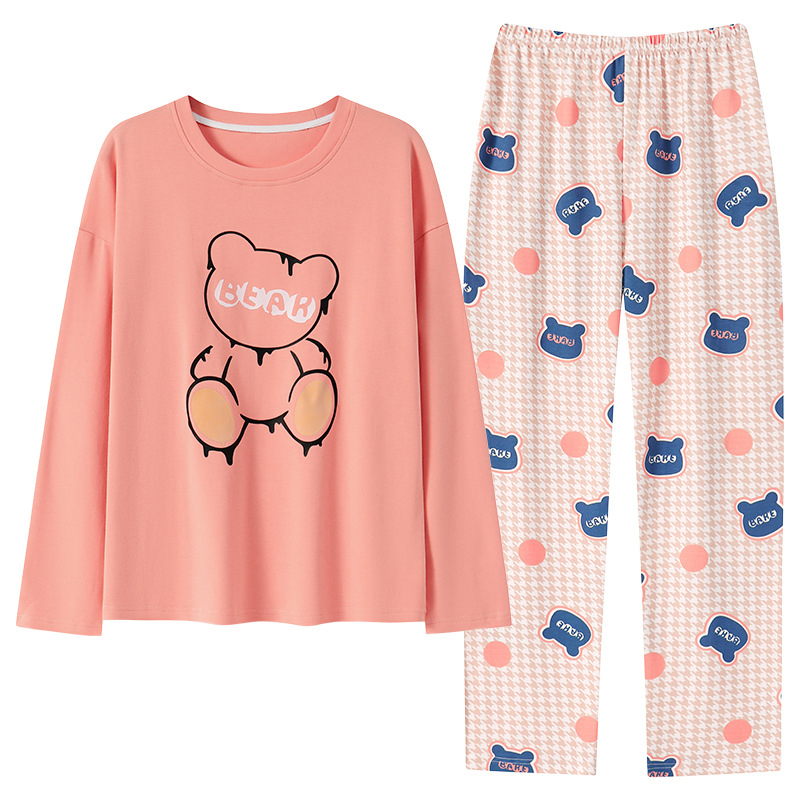 Jesenska i zimska pidžama dugih rukava za žene, vanjska odjeća s trakom za glavu i jastučićima za prsa, jednodijelna, dvodijelna, slatka, plus size, široka kućna odjeća