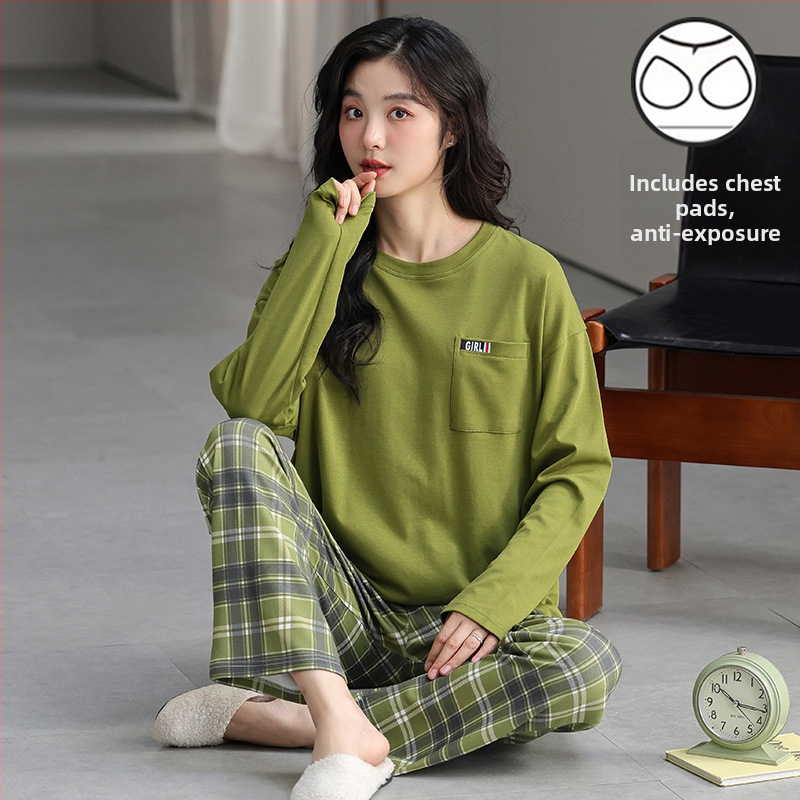 Jesenska i zimska pidžama dugih rukava za žene, vanjska odjeća s trakom za glavu i jastučićima za prsa, jednodijelna, dvodijelna, slatka, plus size, široka kućna odjeća