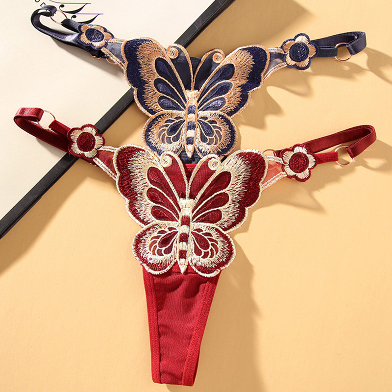 Διασυνοριακό Amazon δαντέλα πεταλούδα σέξι χαμηλή μέση Ευρωπαϊκό και αμερικανικό στρινγκ γυναικείο με ένα σχοινί Γυναικεία εσώρουχα εξωτερικού εμπορίου χονδρικής