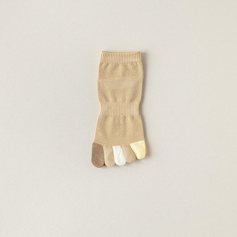 Penkių pirštų kojinės vaikams, kvėpuojančios, derančios spalvos, mielos, madingos, trumpos kojinės, medvilninės kojinės, kreminės, žemakulnės, Zhuji didmeninė prekyba