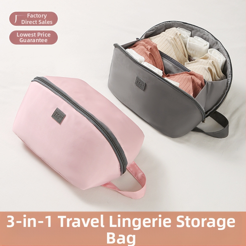 Скоба за съхранение, чанта за съхранение при пътуване, корейски стил, плат за дамско бельо, преносима чанта за съхранение на бельо три в едно