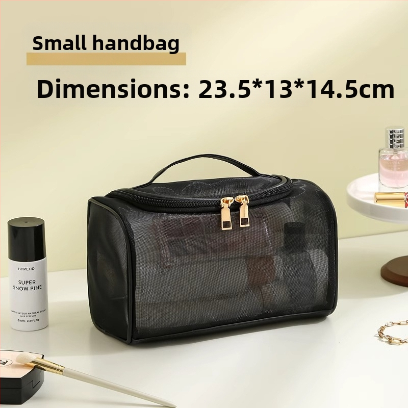 Nailonvõrgust kahekihiline kosmeetikakott, naiste suure mahutavusega kaasaskantav reisikosmeetika pesukott, hulgimüügitrükk, LOGO