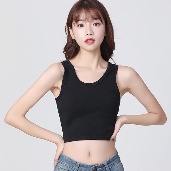 Vestă scurtă din bumbac pentru femei, cu croială slim, albă, cu buric expus, simplă