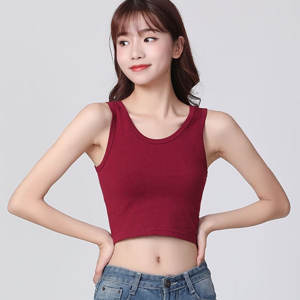 Vestă scurtă din bumbac pentru femei, cu croială slim, albă, cu buric expus, simplă