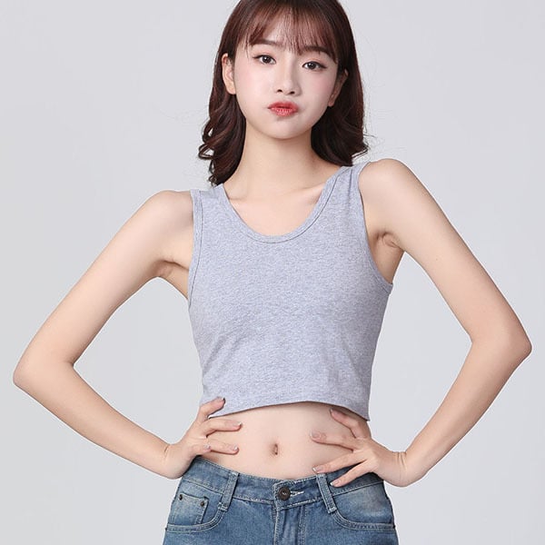 Vestă scurtă din bumbac pentru femei, cu croială slim, albă, cu buric expus, simplă