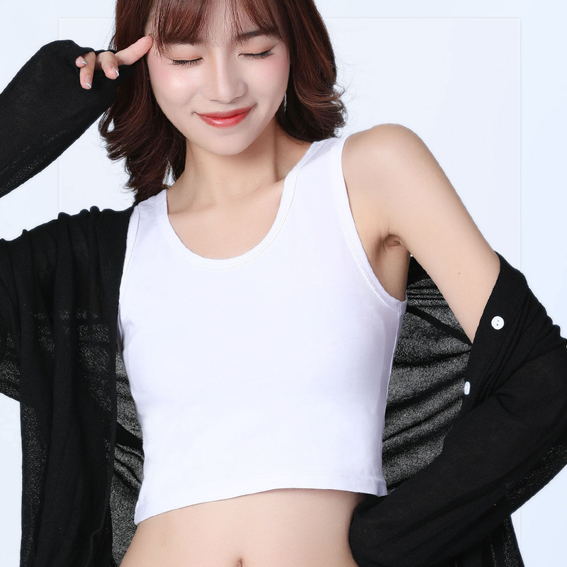 Vestă scurtă din bumbac pentru femei, cu croială slim, albă, cu buric expus, simplă