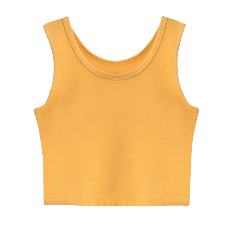 Vestă scurtă din bumbac pentru femei, cu croială slim, albă, cu buric expus, simplă