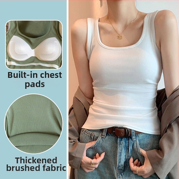 Uus naiste Camisole rinnapadjaga U-krae laia õlaga sisemine rõivas pealisriie kitsas, kitsa lõikega varrukateta pluus