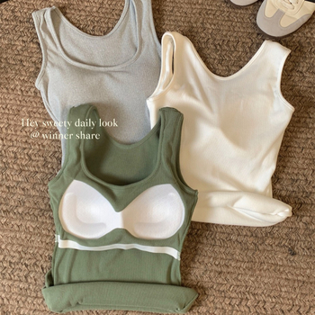 Uus naiste Camisole rinnapadjaga U-krae laia õlaga sisemine rõivas pealisriie kitsas, kitsa lõikega varrukateta pluus