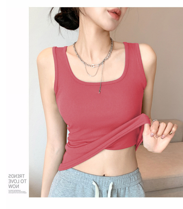 Uus naiste Camisole rinnapadjaga U-krae laia õlaga sisemine rõivas pealisriie kitsas, kitsa lõikega varrukateta pluus