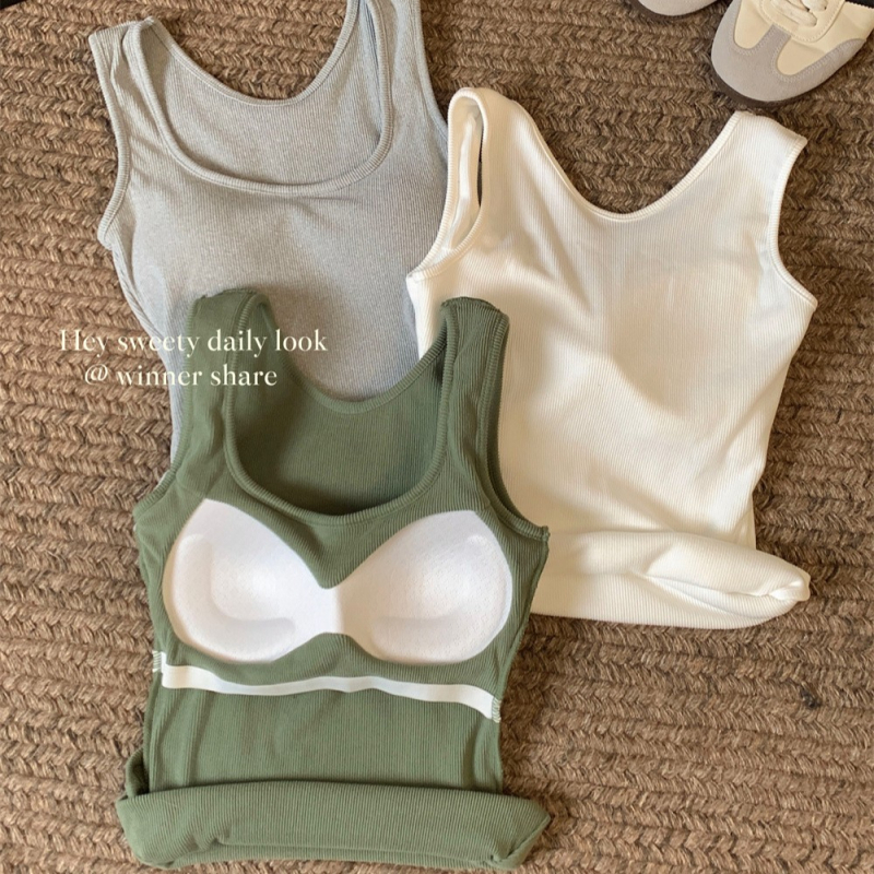 Uus naiste Camisole rinnapadjaga U-krae laia õlaga sisemine rõivas pealisriie kitsas, kitsa lõikega varrukateta pluus