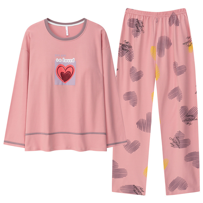 [S jastučićem za prsa] Ženske pamučne hlače dugih rukava, pidžama, jesensko-zimski model, novo dvodijelno odijelo otporno na udarce