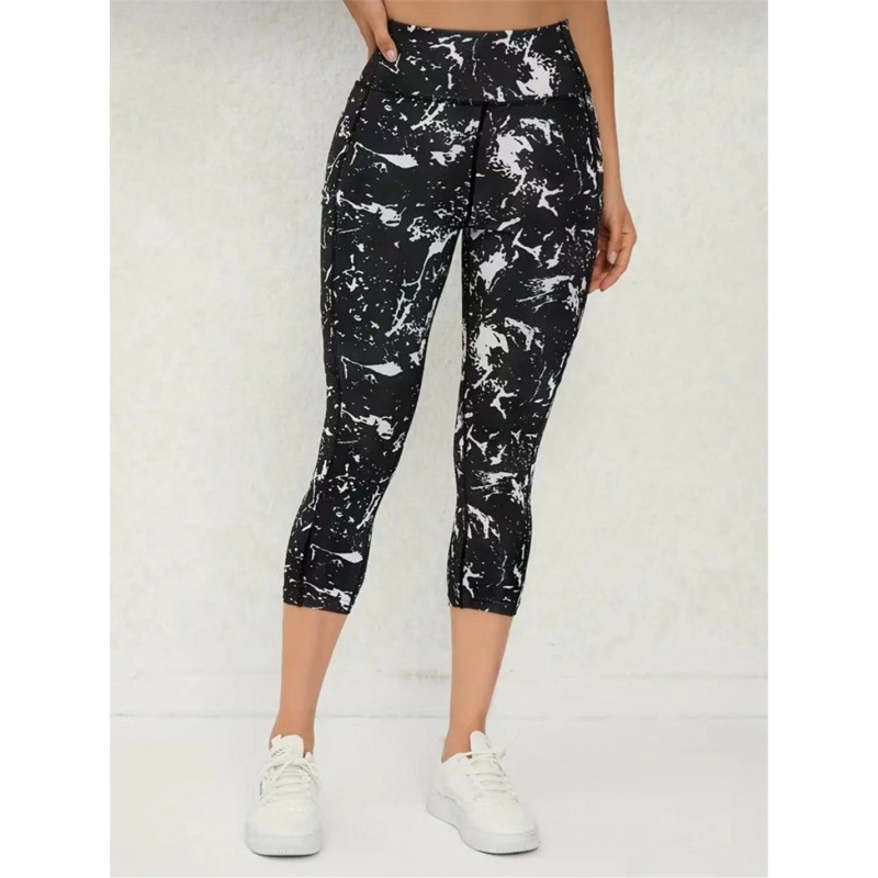 Pārrobežu Eiropas un Amerikas Amazon skriešanas bikses vēdera pacelšanai joga fitnesa vingrinājumi kaili stingri legingi apdruka