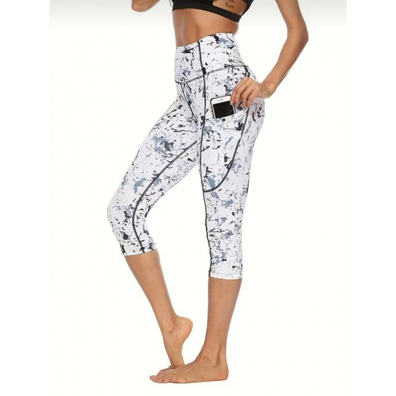 Pārrobežu Eiropas un Amerikas Amazon skriešanas bikses vēdera pacelšanai joga fitnesa vingrinājumi kaili stingri legingi apdruka