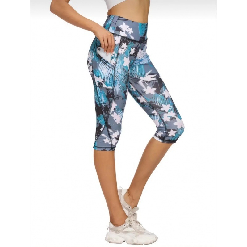 Pārrobežu Eiropas un Amerikas Amazon skriešanas bikses vēdera pacelšanai joga fitnesa vingrinājumi kaili stingri legingi apdruka