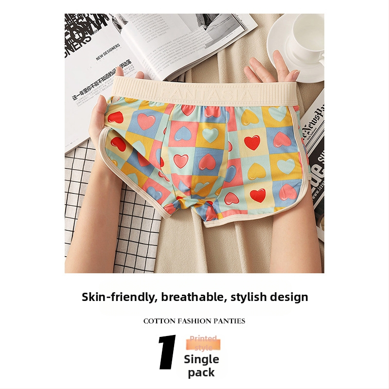 Lenjerie intimă pentru bărbați, cu imprimeu colorat, stil drăguț pentru tineri, talie medie, boxeri confortabili, prietenoși cu pielea, Zhongshan, en-gros
