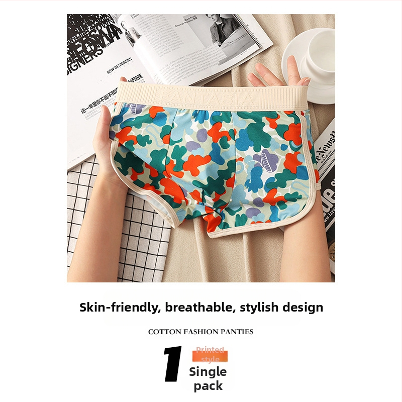 Lenjerie intimă pentru bărbați, cu imprimeu colorat, stil drăguț pentru tineri, talie medie, boxeri confortabili, prietenoși cu pielea, Zhongshan, en-gros