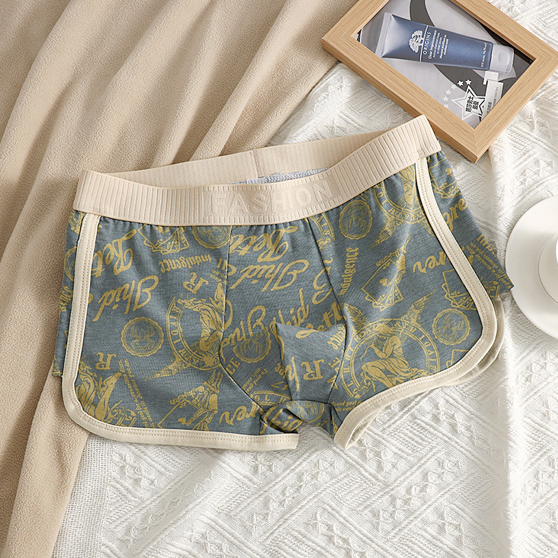Muško donje rublje Muške udobne prozračne bokserice od čistog pamuka Muške personalizirane tiskane moderne široke kratke hlače s četiri kuta, moderne
