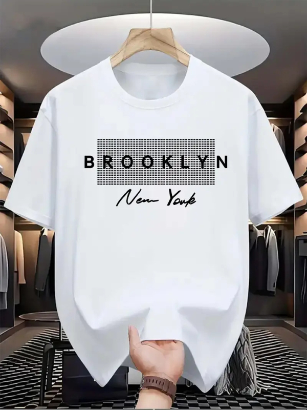 Muška pamučna ležerna majica kratkih rukava BROOKLYN, nova kolekcija, Brooklyn "Otisak slova", Amazon