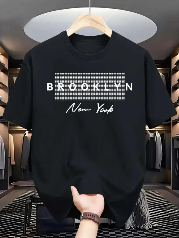 Muška pamučna ležerna majica kratkih rukava BROOKLYN, nova kolekcija, Brooklyn "Otisak slova", Amazon