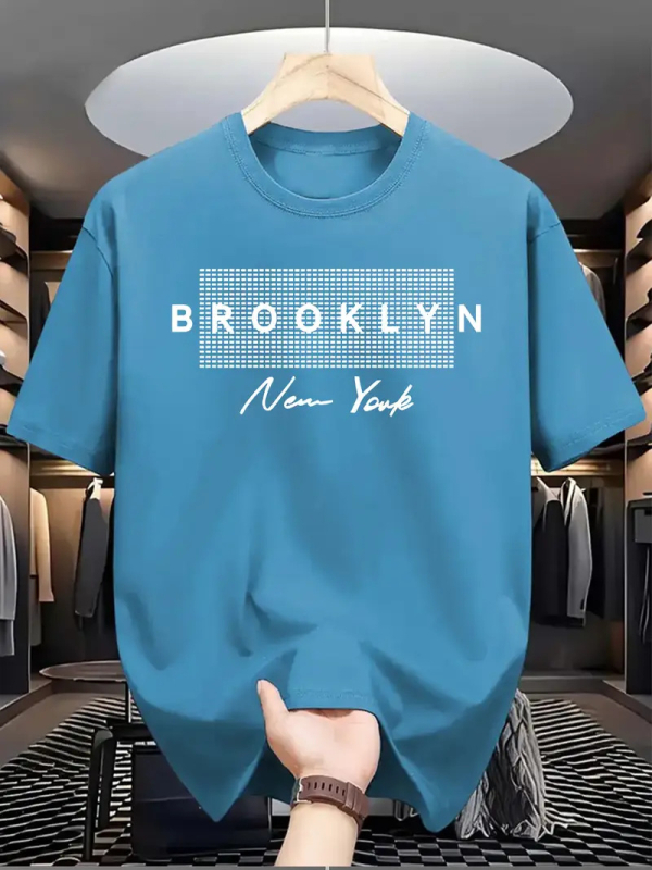 Muška pamučna ležerna majica kratkih rukava BROOKLYN, nova kolekcija, Brooklyn "Otisak slova", Amazon