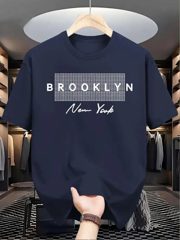 Muška pamučna ležerna majica kratkih rukava BROOKLYN, nova kolekcija, Brooklyn "Otisak slova", Amazon
