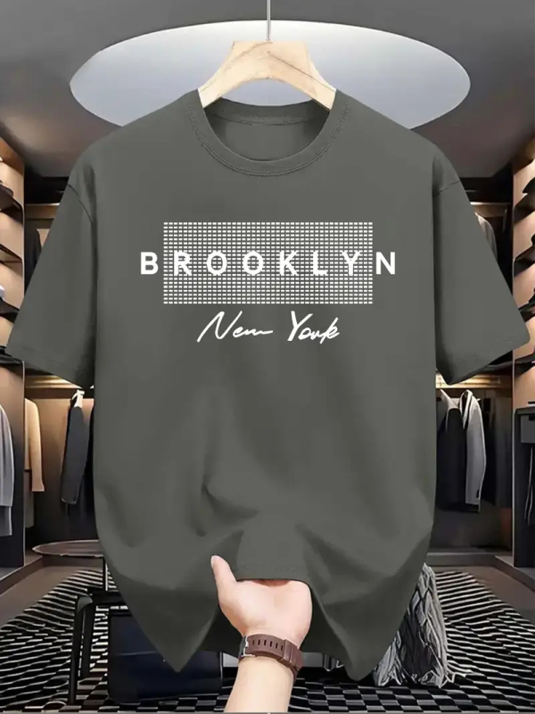 Muška pamučna ležerna majica kratkih rukava BROOKLYN, nova kolekcija, Brooklyn "Otisak slova", Amazon