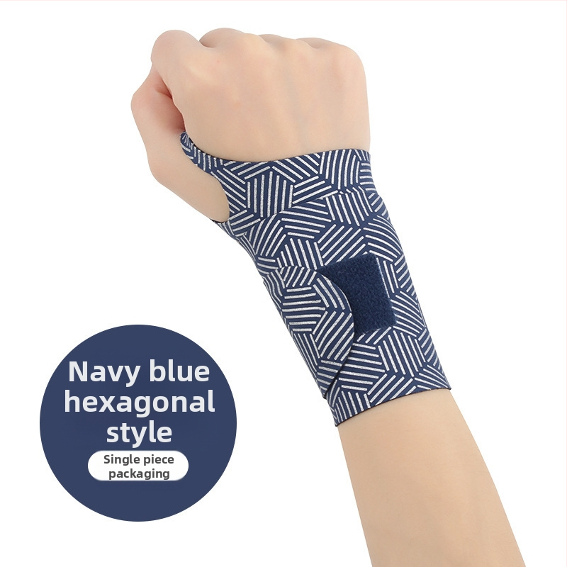 Plona vasarinė riešo apsauga nuo sausgyslių patempimo, skirta badmintono sportui, su įtempimo ir sąnario fiksavimo apsauga.