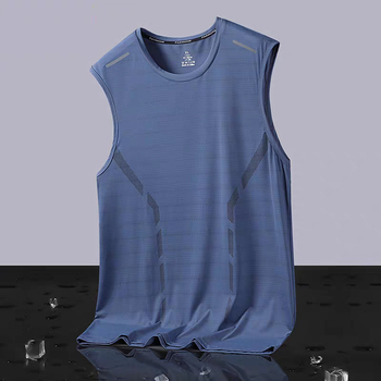 Jääsiidist vest meestele, trendikas õhuke, hingav, kiiresti kuivav, spordi- ja vabaajariietusega lai vest, meeste ümara kaelusega varrukateta T-särk suveks