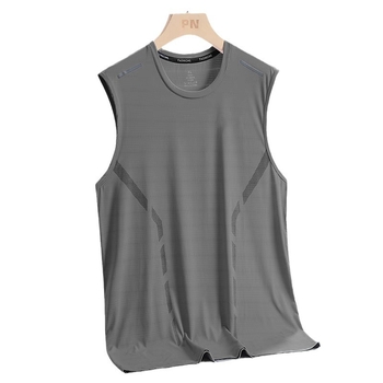 Jääsiidist vest meestele, trendikas õhuke, hingav, kiiresti kuivav, spordi- ja vabaajariietusega lai vest, meeste ümara kaelusega varrukateta T-särk suveks