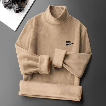 Φθινοπωρινό και Χειμερινό Ανδρικό Ζεστό Βελούδινο Πλεκτό Στενή Γραμμή με Αποθήκευση Θερμότητας, Μοντέρνο Εσωτερικό Μακρυμάνικο T-shirt