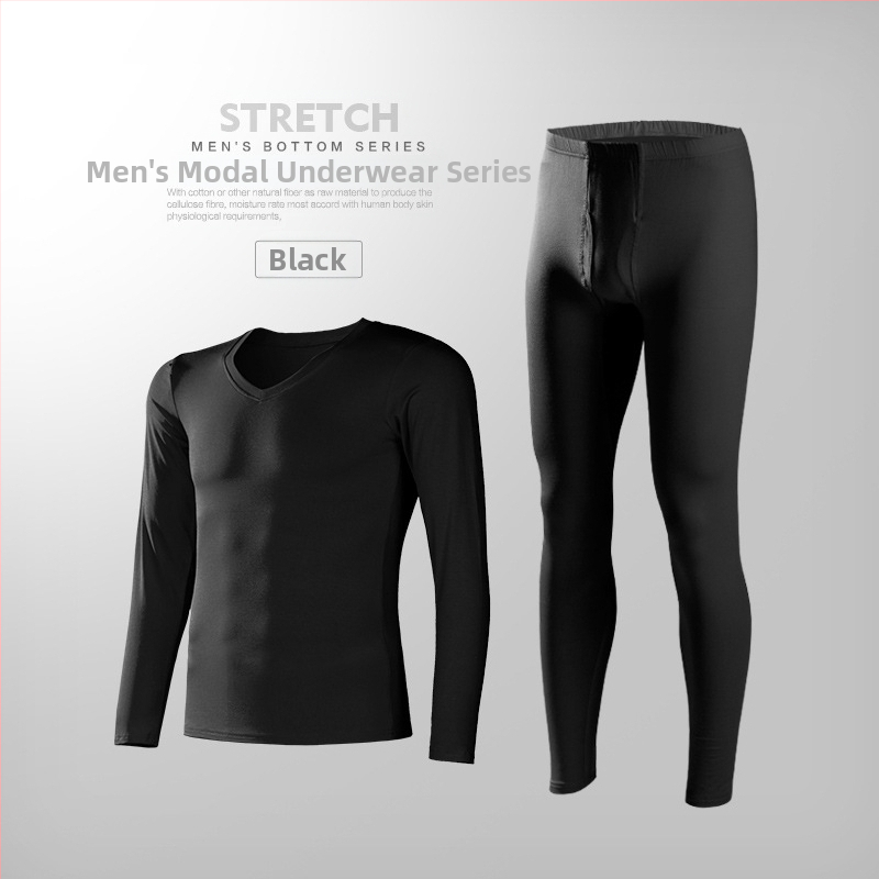 Vyriški modaliniai termo apatiniai komplektas, ploni rudens drabužiai ir kelnės, vyriški, prigludę, jaunimo, vientisos spalvos, itin ploni.