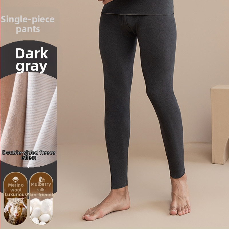 Sügispüksid Meeste soojad püksid Sügis- ja talvefliisvoodriga villast siidist kahepoolsed fliisist paksendatud alusega soojad püksid