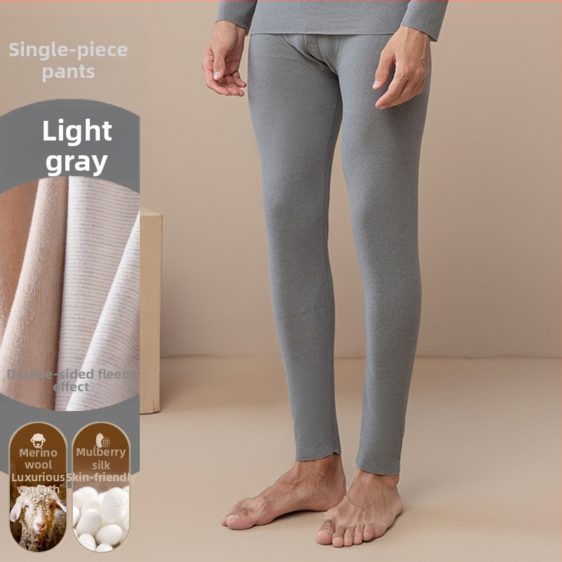 Sügispüksid Meeste soojad püksid Sügis- ja talvefliisvoodriga villast siidist kahepoolsed fliisist paksendatud alusega soojad püksid