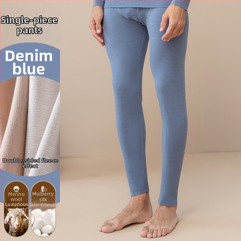 Sügispüksid Meeste soojad püksid Sügis- ja talvefliisvoodriga villast siidist kahepoolsed fliisist paksendatud alusega soojad püksid