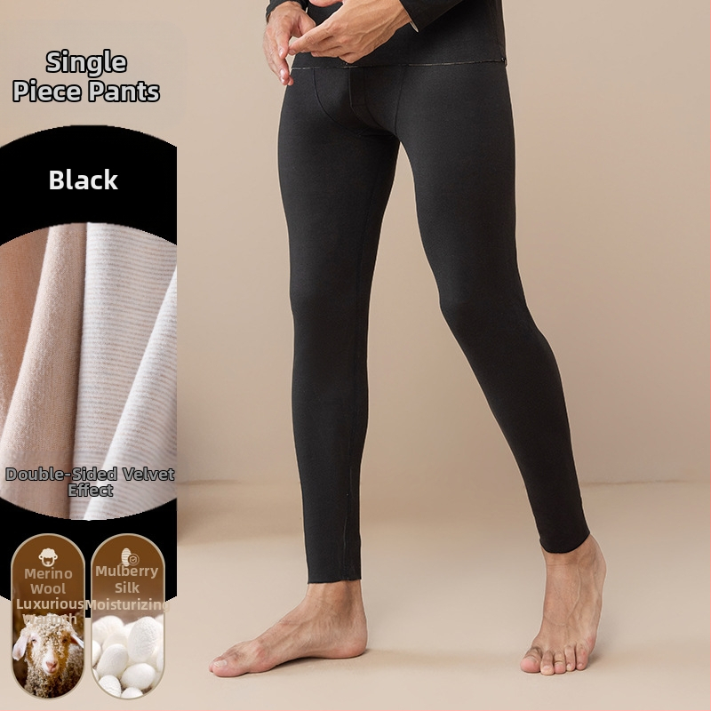 Sügispüksid Meeste soojad püksid Sügis- ja talvefliisvoodriga villast siidist kahepoolsed fliisist paksendatud alusega soojad püksid