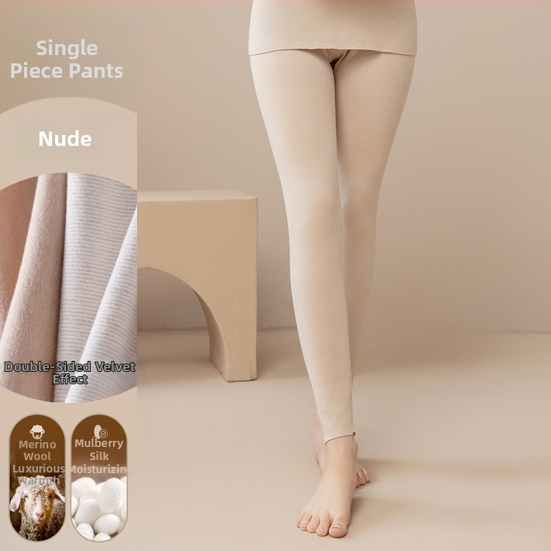 Sügispüksid Meeste soojad püksid Sügis- ja talvefliisvoodriga villast siidist kahepoolsed fliisist paksendatud alusega soojad püksid