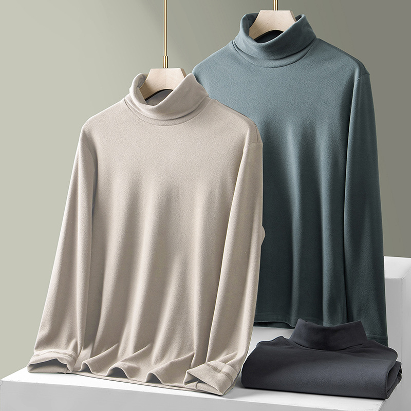 Cămașă bărbați cu guler înalt, din catifea germană, cu două fețe, pentru toamnă și iarnă, căptușită cu fleece și îngroșată, căptușeală interioară caldă, mânecă lungă business subțire și ușoară