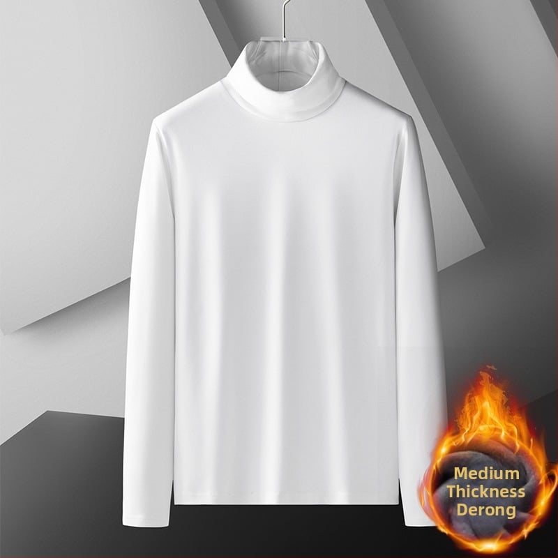 Cămașă bărbați cu guler înalt, din catifea germană, cu două fețe, pentru toamnă și iarnă, căptușită cu fleece și îngroșată, căptușeală interioară caldă, mânecă lungă business subțire și ușoară