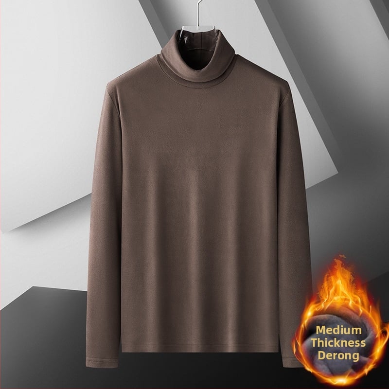 Cămașă bărbați cu guler înalt, din catifea germană, cu două fețe, pentru toamnă și iarnă, căptușită cu fleece și îngroșată, căptușeală interioară caldă, mânecă lungă business subțire și ușoară