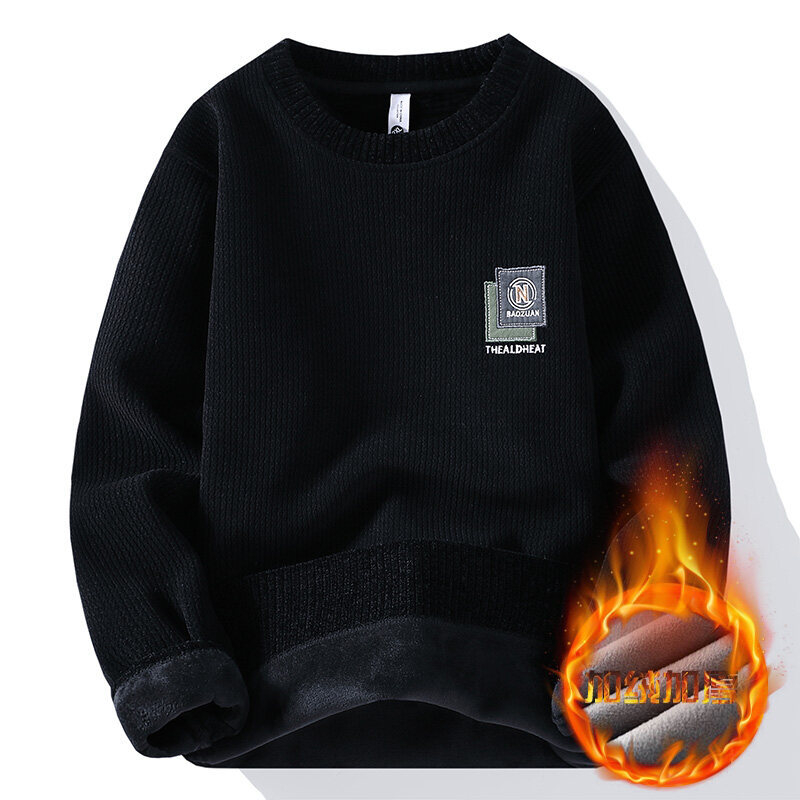 Muški jednodijelni baršunasti džemper za jesen i zimu, s flis podstavom, ležerni, svestrani, topli, s dugim rukavima, prekogranične generacije