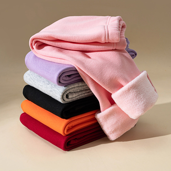 Tüdrukute allosas fliisvoodriga paksendatud lastepüksid, laste vabaajapüksid, talvised naiste beebipüksid õueriiete tootjad hulgimüügist