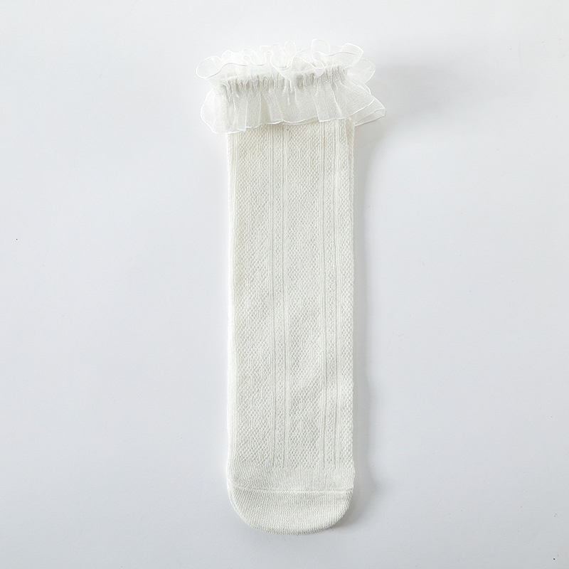 Dječje čarape, ljetne ultra tanke djevojačke čarape od čipke, proljetne dječje šuplje mrežaste visoke čarape