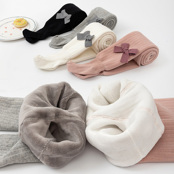 Tüdrukute sügis-talvised fliisvoodriga paksendatud beebiretuusid, beebide sokid lipsuga, valged lasteretuusid