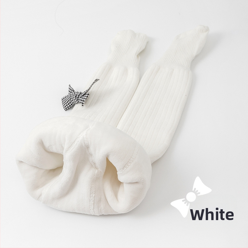 Tüdrukute sügis-talvised fliisvoodriga paksendatud beebiretuusid, beebide sokid lipsuga, valged lasteretuusid